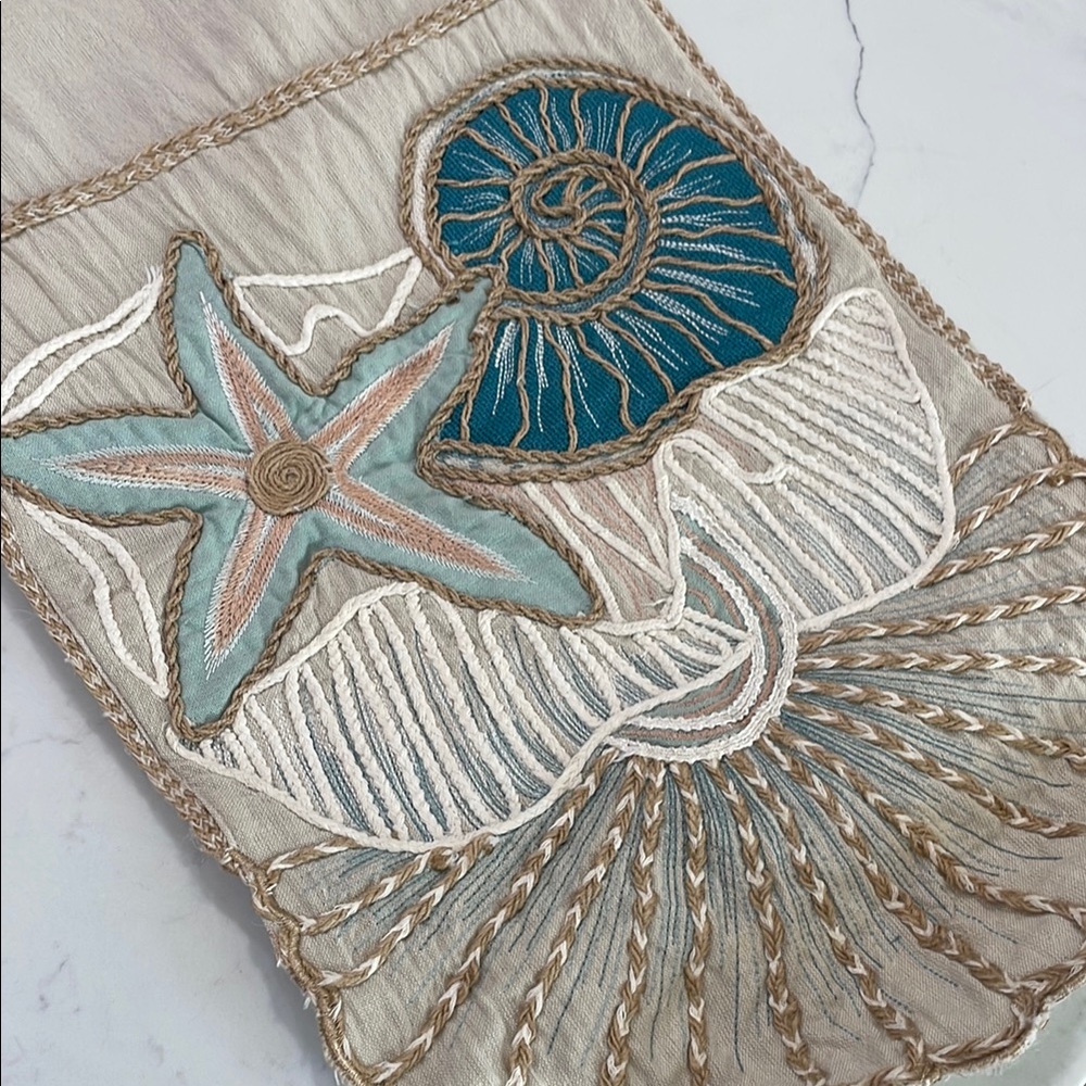 Pier 1 Coastal Embroidered Table Runner - Cream and Blue - Picture 3 of 10